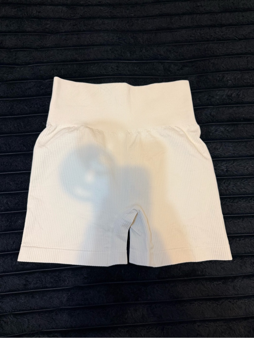 High-Waist Ribbed Cream Women’s Shorts